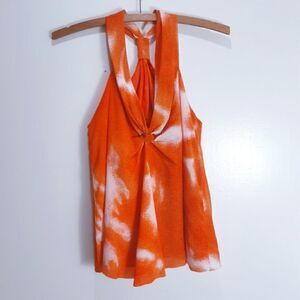 Kenneth Cole Silk Tangerine Splash Racerback Top